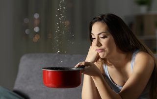 Woman having water leaks at home